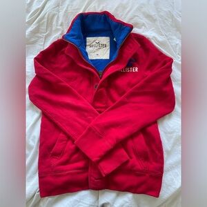 Vintage Men's Hollister Red Zip Up Fleece Jacket